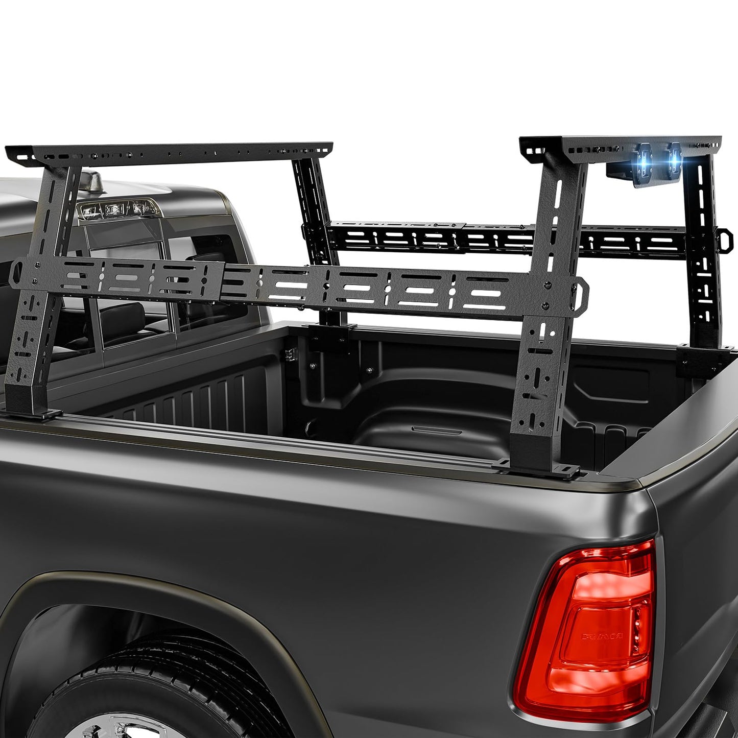 YZONA Adjustable 16-24.8" High Truck Bed Racks with 2 Led Light Compatible for Tacoma/Silverado/Sierra/Ram/Tundra/Titan/Frontier/Canyon/Gladiator JT/Ford F-Series, Ladder Cargo Rack