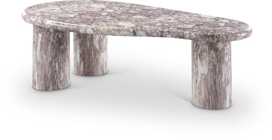 Meridian Furniture 99095Brown-CT Sassari Collection Art Deco Indoor/Outdoor Concrete Coffee Table in Marble Finish, 47.5" W x 24" D x 16" H, Brown