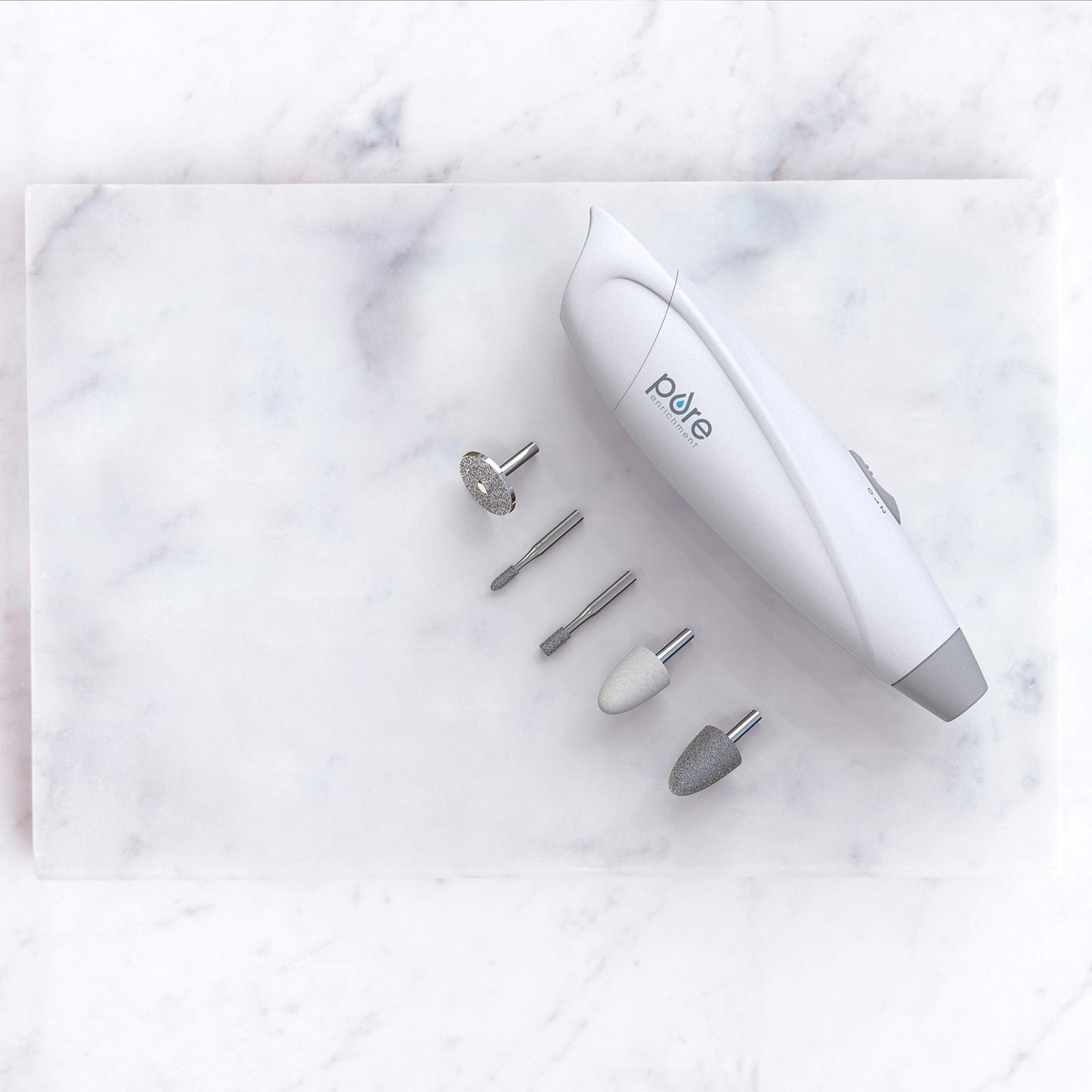 Pure Enrichment PureNails Express Cordless Manicure and Pedicure System - Portable, Battery-Powered Nail File with 5 Interchangeable Attachments, 2 Speeds and Storage Bag - Ideal for Travel & Home