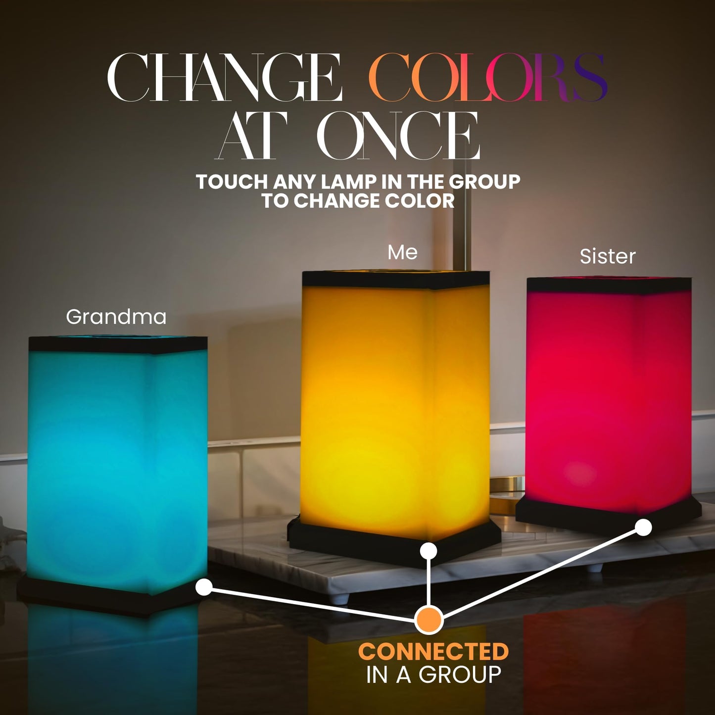 Friendship Lamp® by Filimin Modern - Best Friend Lamps Wi-Fi Touch Lamp LED Light for Long-Distance, Connection, Relationship, Friendship, Gifts, Love, 200+ Colors, App Setup - Set of 2