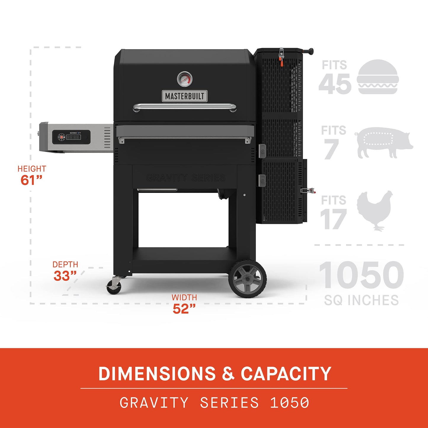 Masterbuilt Gravity Series 1050 Digital Charcoal Grill Smoker Combo + Cover Bundle