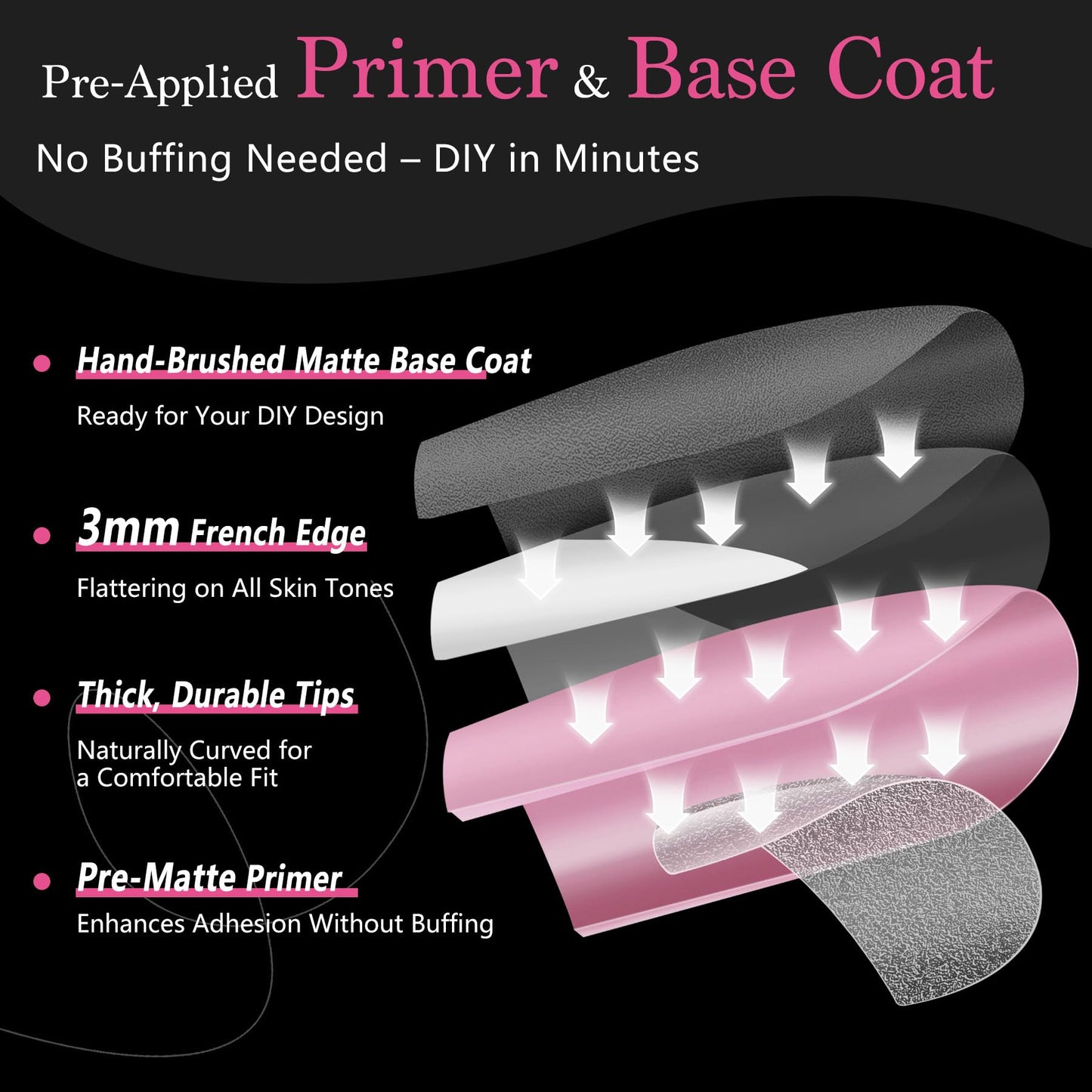 Qiek French Tips Press On Nails - 150Pcs Deep Pink Short Square Soft Gel Nail Tips Pre-Designed, 15 Sizes Fake Nails for Nail Art DIY, False Nails Salon Quality Manicure at Home Gifts For Women
