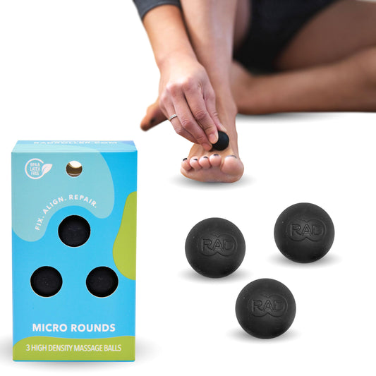 RAD Micro Rounds – Yoga Deep Tissue Massage Ball Set (Small 0.75 Inch Balls, 3 Pack) – Targeted Myofascial Release for Feet, Plantar Fasciitis, Jaw & Hands – Trigger Point & Mobility Therapy