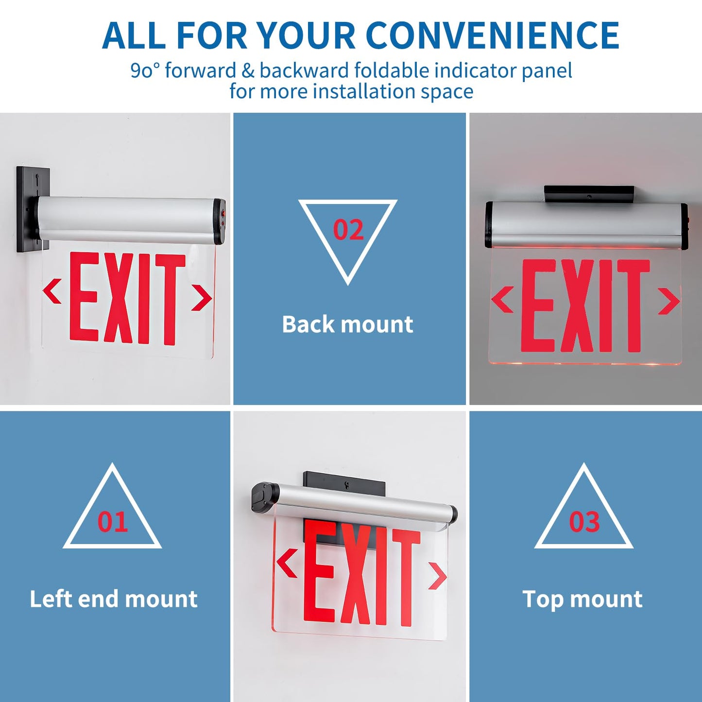 TANLUX Red Exit Signs for Business, LED Edge Lit Exit Sign, UL 924, Hardwired Emergency Exit Lights with Battery Backup, Aluminum Housing with Rotating Acrylic Clear Panel, AC 120/277V, 4 Pack