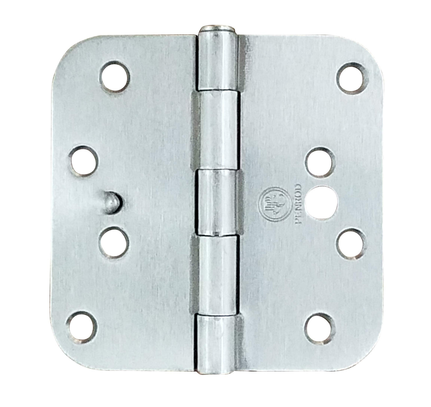 Security Door Hinges - Satin Nickel - 4 Inch with 5/8 Radius - Security Tab - 2 Pack