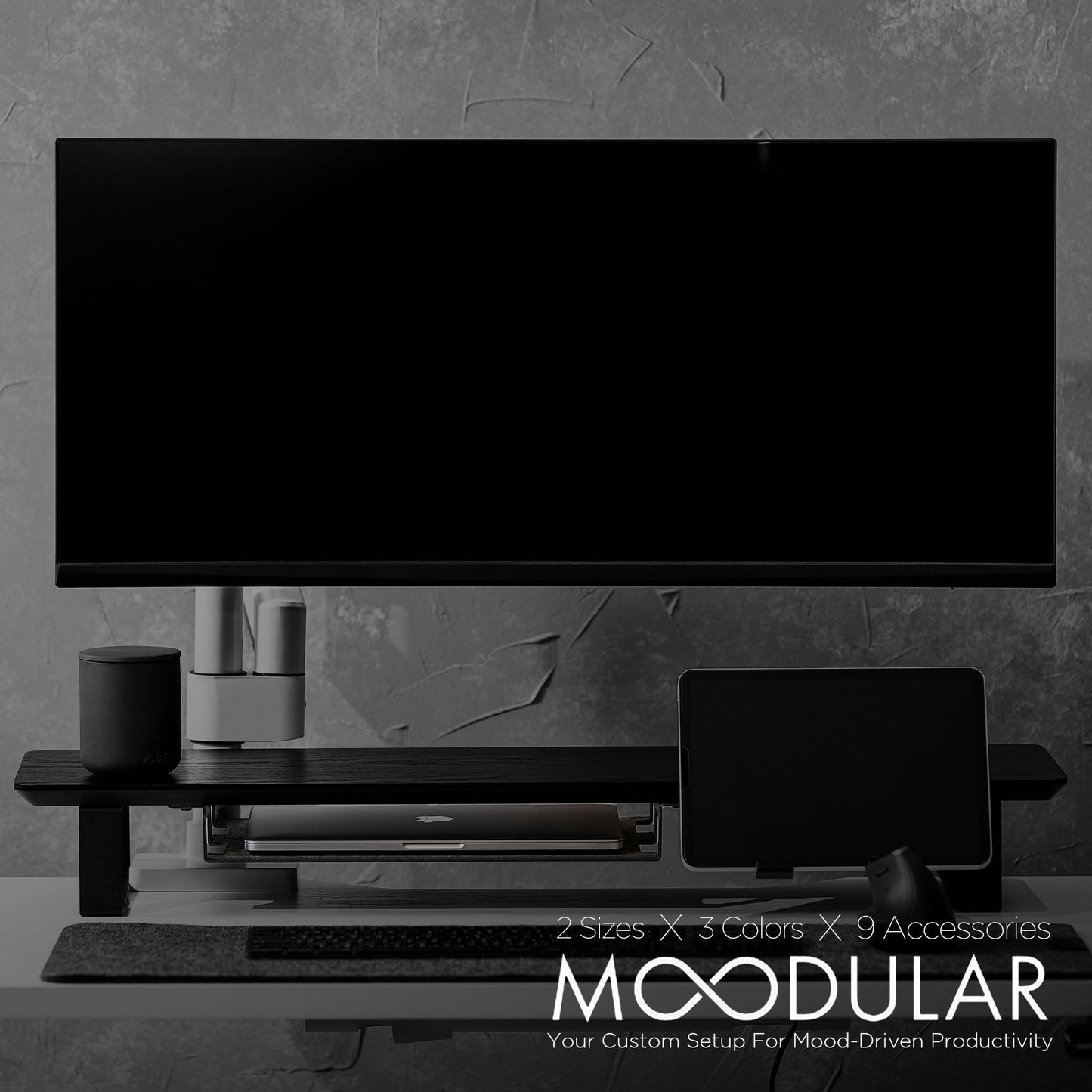 ULTRARM Moodular Add-ons Storage Tray [Accessory Only - Requires Moodular Wooden Monitor Stand Slide Rails for Use] Black MSA-TR