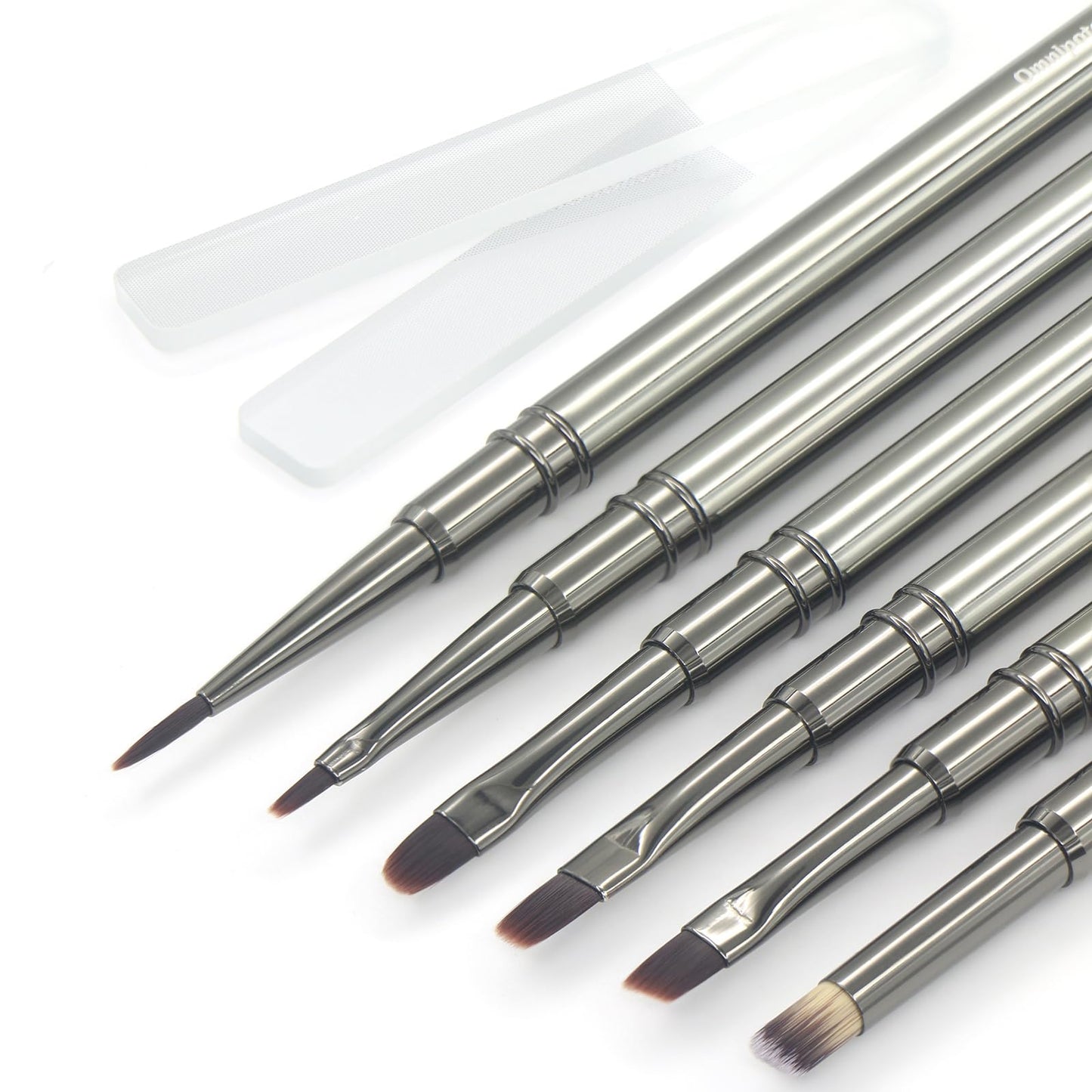 MYR 6Pcs Nail Art Brushes and 2pcs Nano Nail Files, Metal Nail Art Tools, Acrylic Nail Brushes, Nail Brushes for Nail Art, suitable for Gel Dilution, Halo Dyeing, Watercolor and other Nail Design