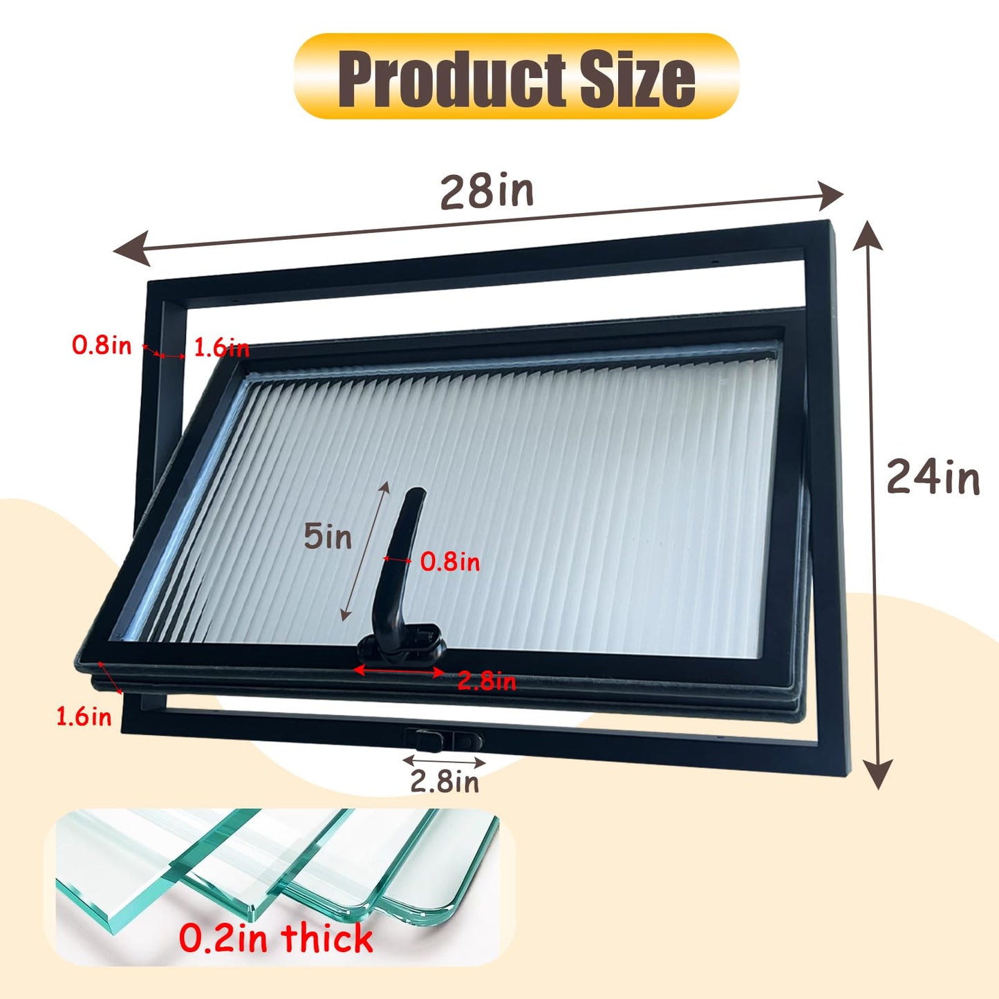 28x24in Windows for houses, 360° Rotation Sliding Window, Flush Mount Rotating Ventilated Windows, Basement Window with Tempered Glass, for Bathroom/Kitchen/Warehouse/Playhouse (Black, 28x24in)