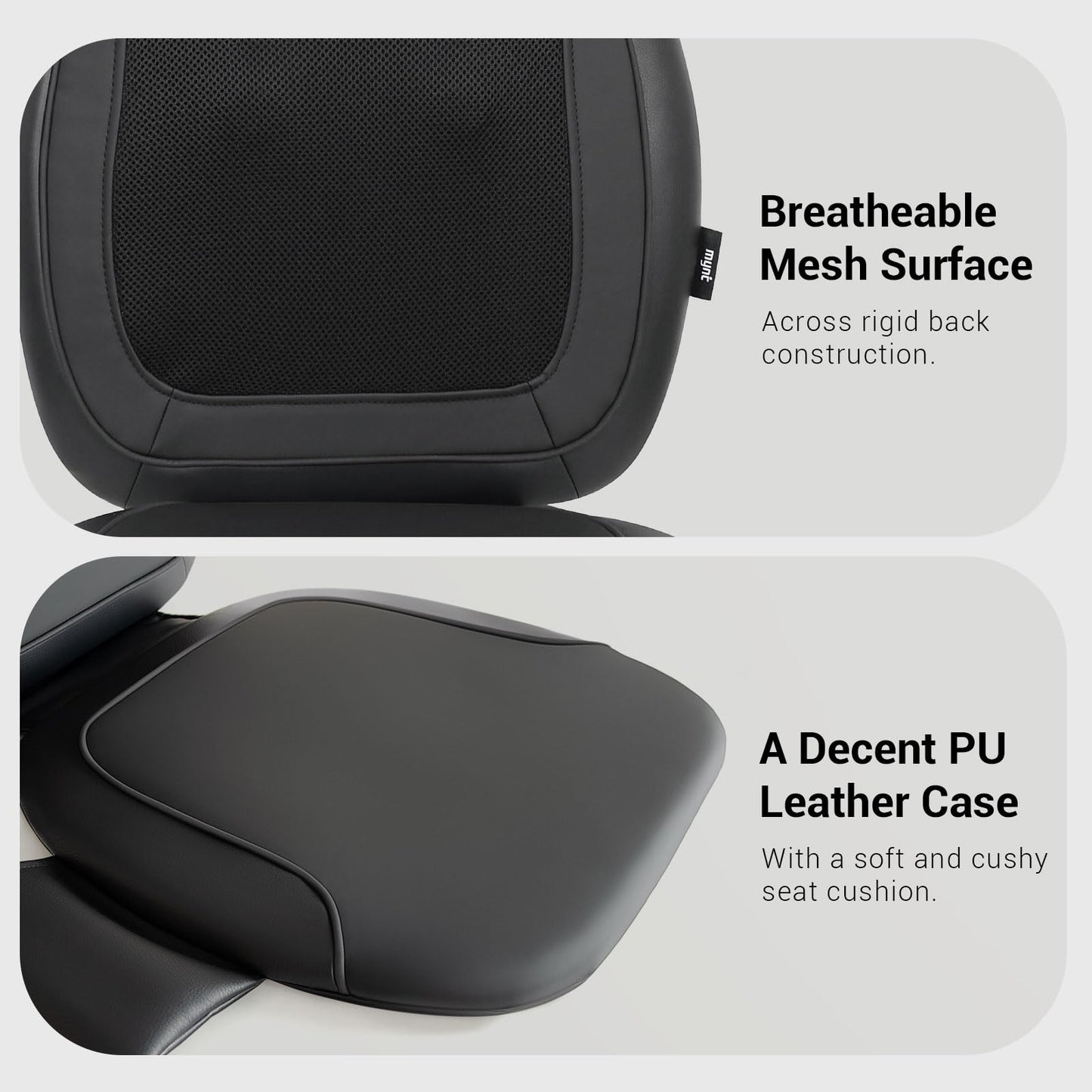 Mynt Black Acupressure Massage Chair Pad with 4 Deep Kneading Nodes, Shiatsu Back Massager for Chair with Heat, Heated Back Massage with a Cushion for Deep Tissue, Gift for Father Day