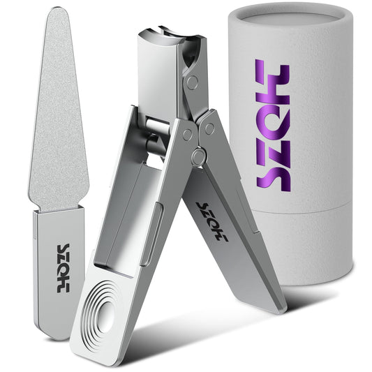 Toenail Clippers, SZQHT Foldable Nail Clippers for Thick Nails, Men, Women & Seniors – Heavy-Duty Stainless Steel German Design with Nail File,Toe Nail Clippers
