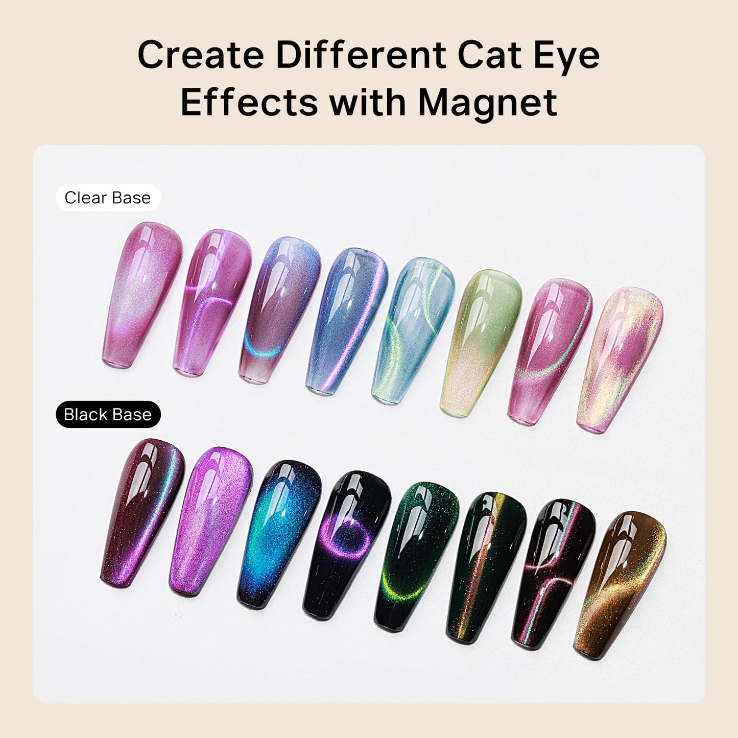 MIZHSE Cat Eye Gel Nail Polish, Gemstone Series Magnetic Gel Polish Set with Magnet Stick, Colorful Crystal Glassy Cateye Effect Soak Off Nail Art Gift for Women