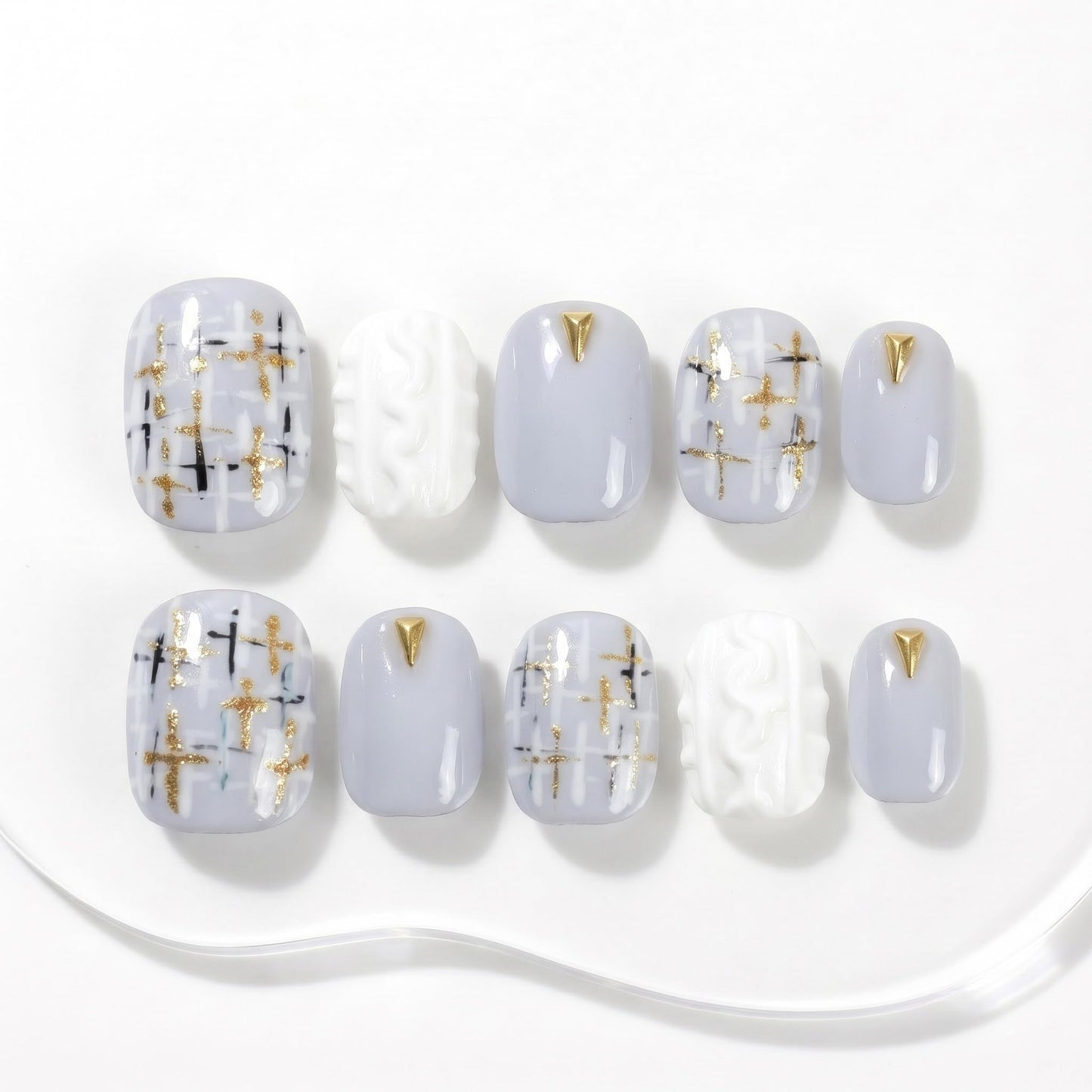 Sun&Beam Nails Handmade Short Medium Coffin Ballerina Green False Nail Tips with Cute 3D Pearl Popular Charm Design Press On Nails 10 Pcs (S, #46)