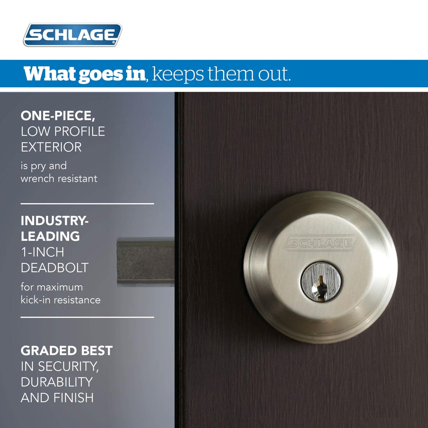 Schlage FB50 N G PLY 622 Single Cylinder Deadbolt and Keyed Entry Plymouth Knob, Matte Black