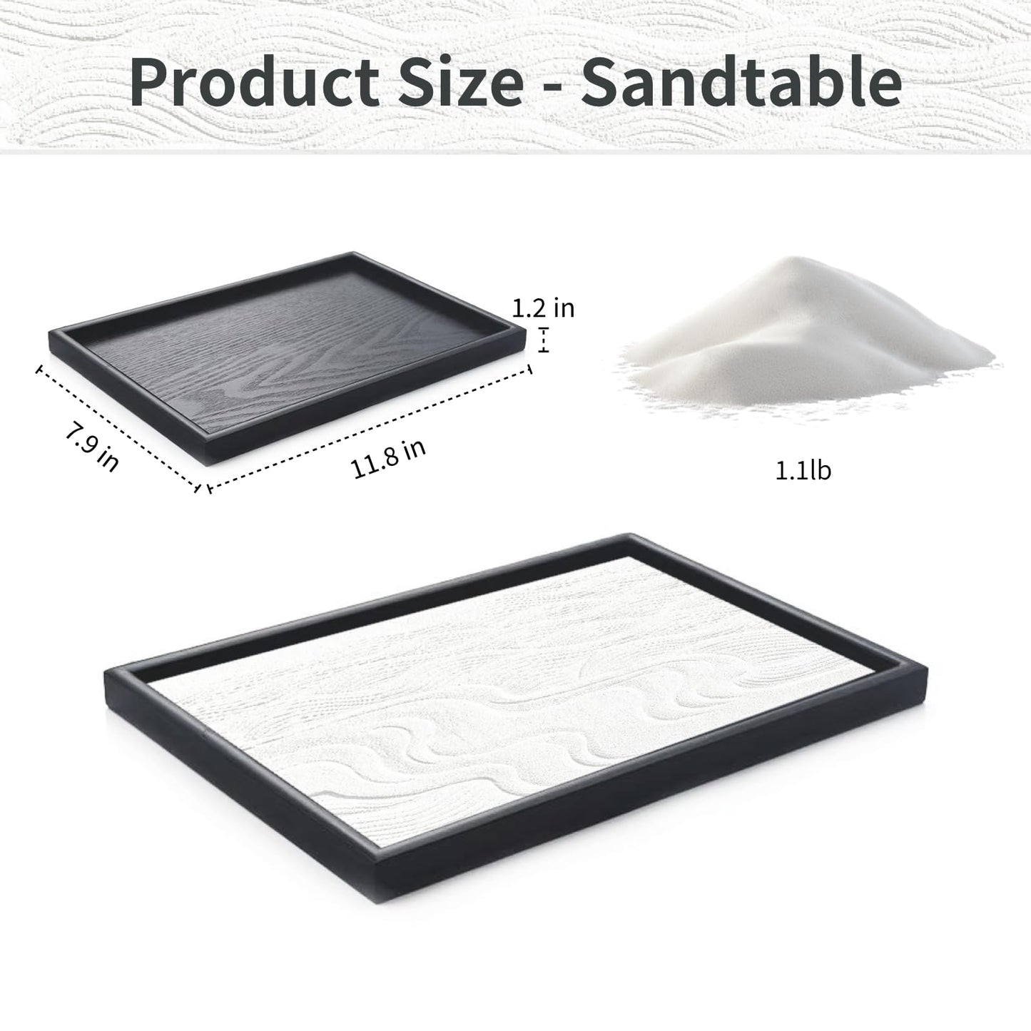 DEERSJUMP Mini Zen Garden Kit for Desk 11.8x7.8'' Japanese Sand Garden for Office and Home Decor with Sand Rock and Rake Tray Therapy Tool Gift Set for Room