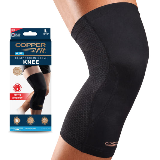 Copper Fit PRO Recovery Knee Compression Sleeve - Breathable, Second Skin Feel - Arthritis, Joint Pain, Circulation - For Men and Women (Large)