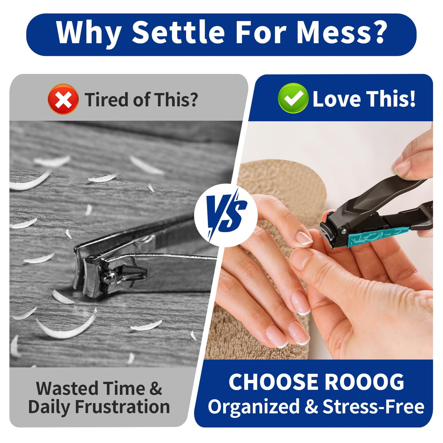 No Mess Nail Clippers with Catcher - Professional Heavy Duty Clippers for Men and Women, Ultra Sharp Fingernail & Toenail Clippers for Gifts, Travel, Clip Anywhere (Anti-Splash Design)