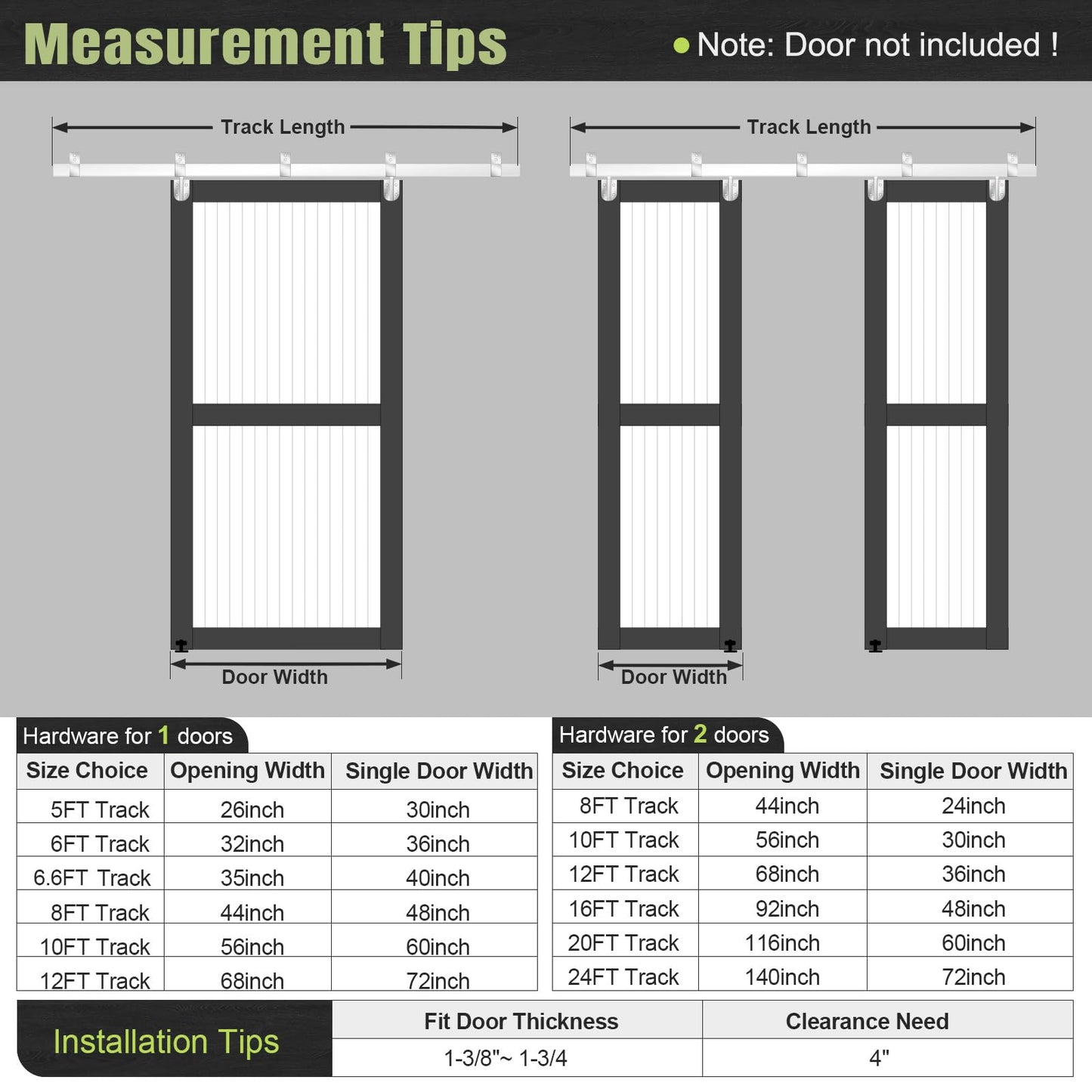 Easelife 12FT Exterior Sliding Barn Door Hardware Kit, Box Rail Track, 450lb Capacity, Sliver Weather-Resistant Steel, Wall Mount System for Outdoor Use, Fit Single 72in Door
