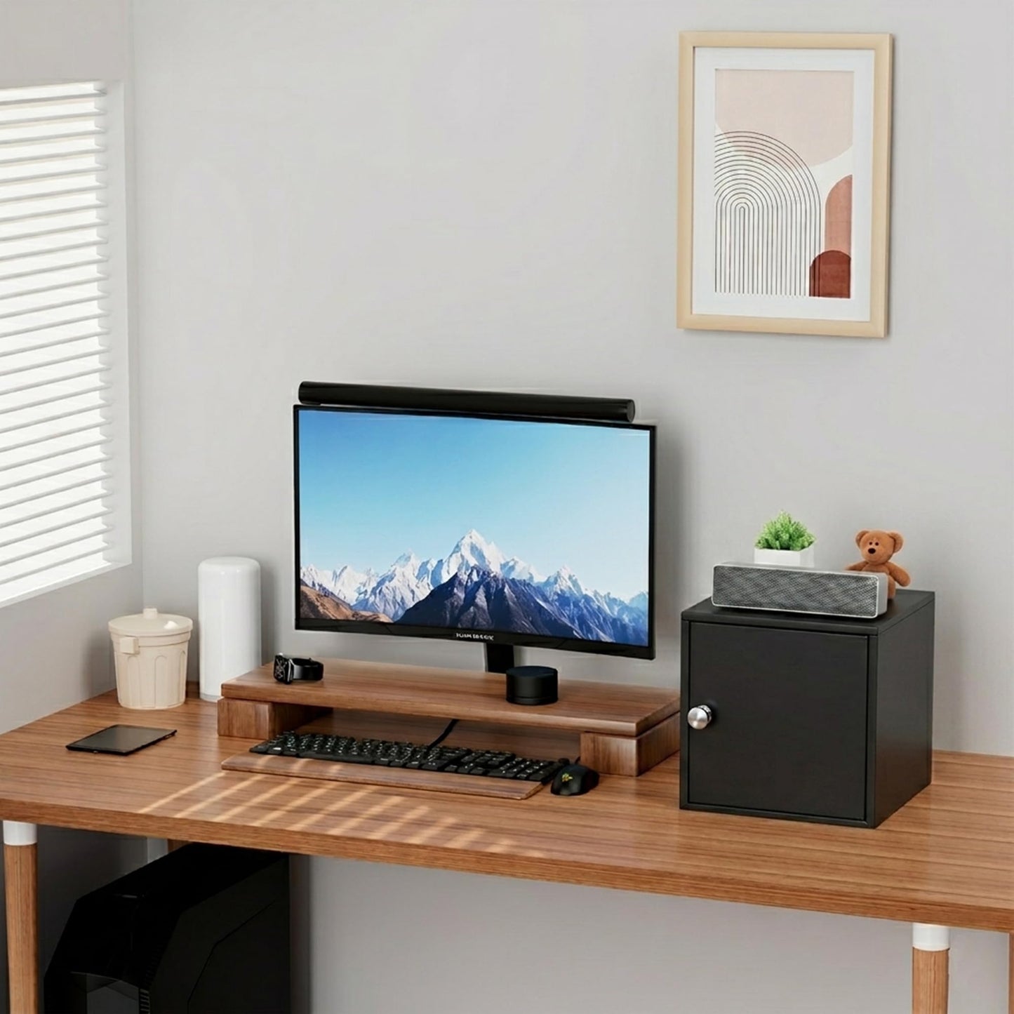 Tivostaral Cube Storage Organizer, 11" x 11" x 11" Mini Aesthetic Metal Storage Cabinet with Door, Small Steel Cabinet for Desk, Stackable Modular Storage Bin for Office, Home