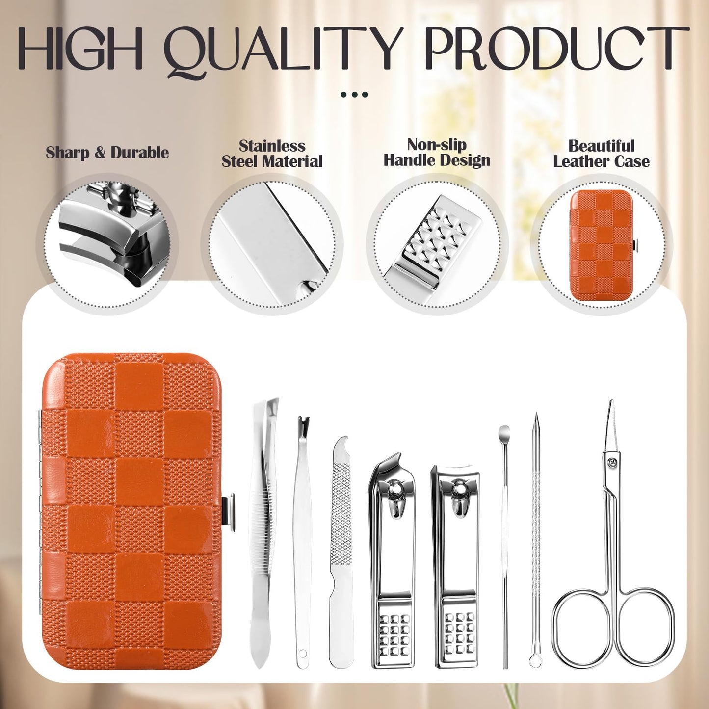 Lanties 24 Sets Manicure Pedicure Bulk Gifts Professional Nail Care Gifts, Travel Nail Clippers Kit 8 in 1 Stainless Steel Pedicure Set with Case Portable Grooming Kits for Women Men(Retro)