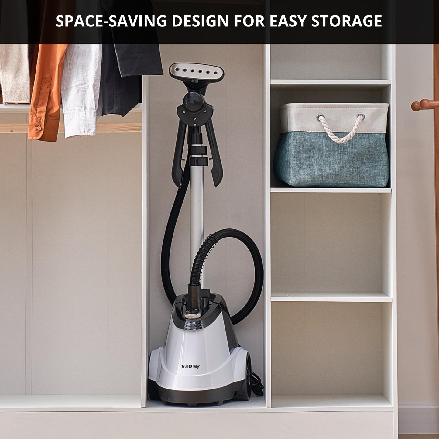 True & Tidy® Pro Commercial Garment Steamer with Extra Large 3L (101 oz) water tank, Heavy Duty with 3 Steam Settings, Aluminum Steam Plate, up to 90 mins