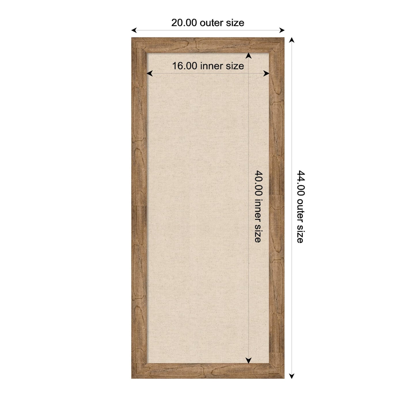 Kate and Laurel Framed Fabric Pinboard 20 x 44, Neutral Weave Printed Linen Rustic Farmhouse Bulletin Board for Use as a Vision Board or Wall Organization, Owl Brown Narrow Frame