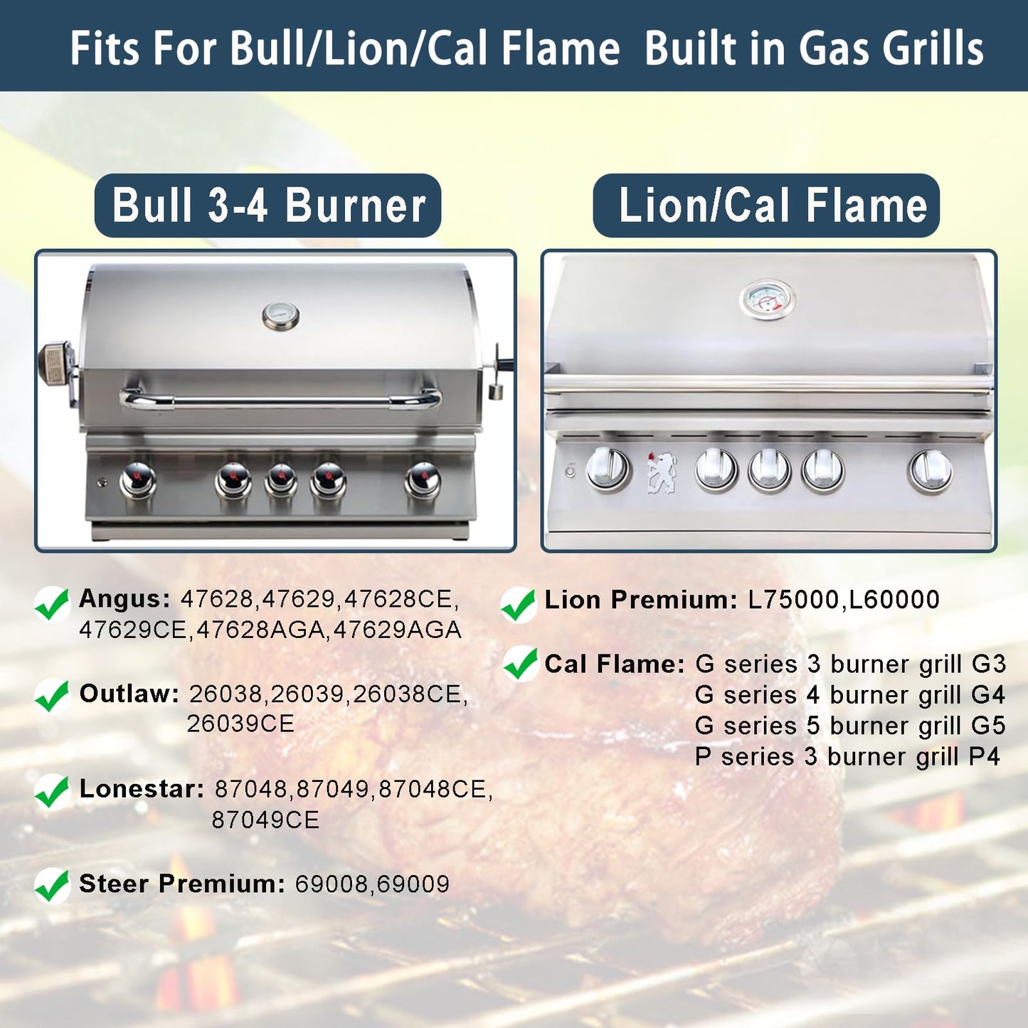 Stainless Steel Grill Heat Shield,Heat Shield Flame Tamer,Grill Burners and Grill Grid for Bull Grill Replacement Parts Bull 16631,LP 47628,LP 62648, Angus 47629, Brahma 57568,Steer Premium 69009