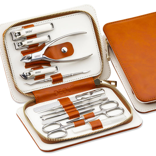 DEOU 13pcs Women Nail Grooming Kit Stainless Steel Professional Manicure Set Nail Care Tools with Luxurious Portable Travel Case Gift
