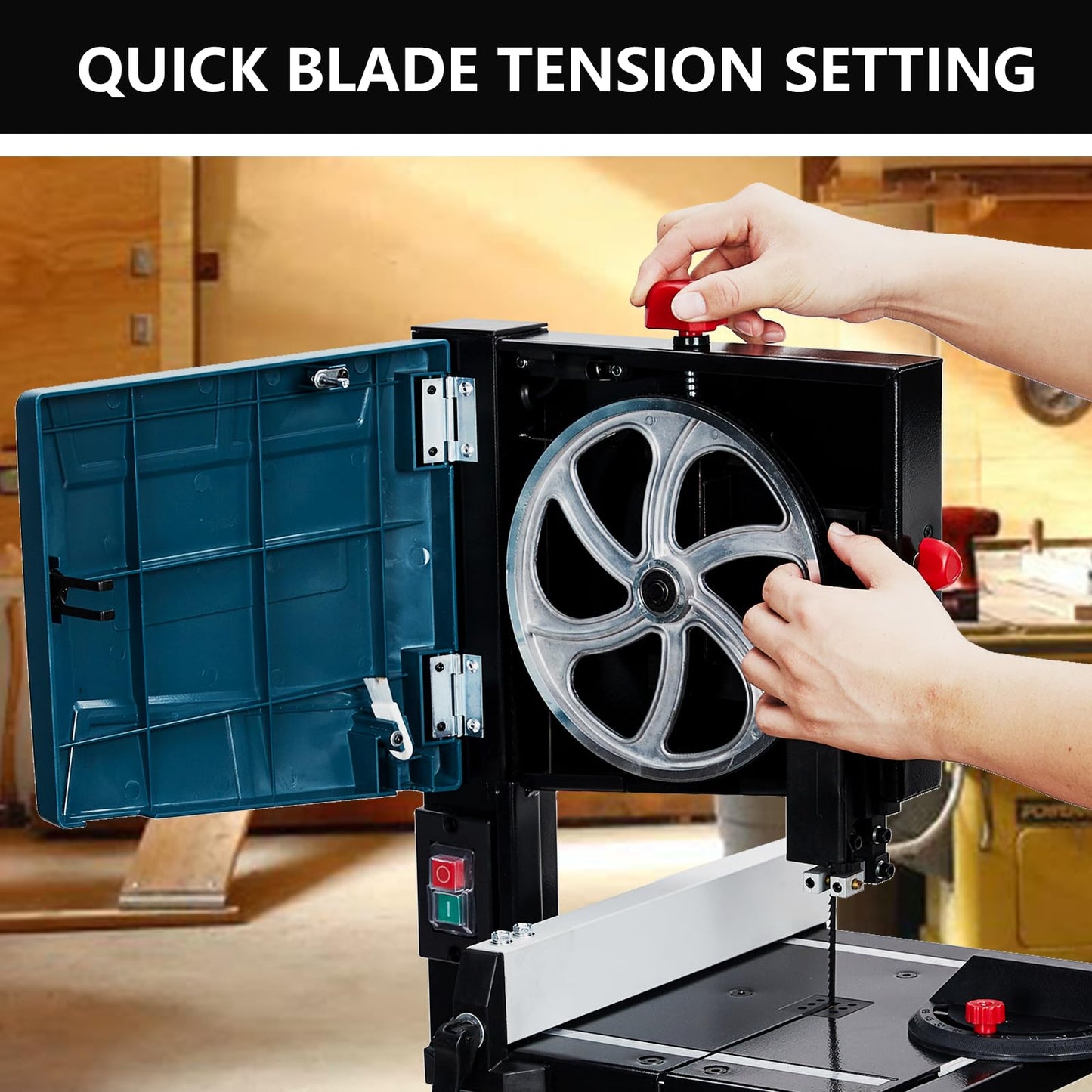 PioneerWorks 8-Inch Bandsaw, 3-Amp Band Saw, 1800FPM Benchtop Bandsaw with Removable Safty Key, 0-45 Tilting Range, Saw For Cutting Wood with Fence and Miter Gauge, Band Saws for Woodworking