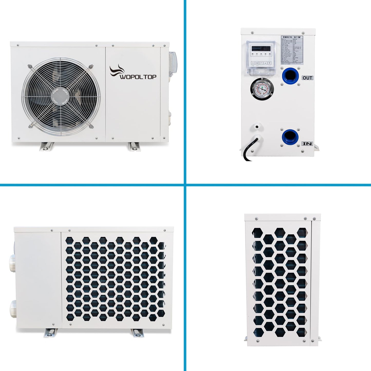 WOPOLTOP 20,000 BTU Swimming Pool Heat Pump - for Above and In Ground Pools and Spas, 5.6kW Electric Swimming Pool Heater Pump with Titanium Heat Exchanger, 110V~120V/ 60Hz, Up to 4200 Gallons