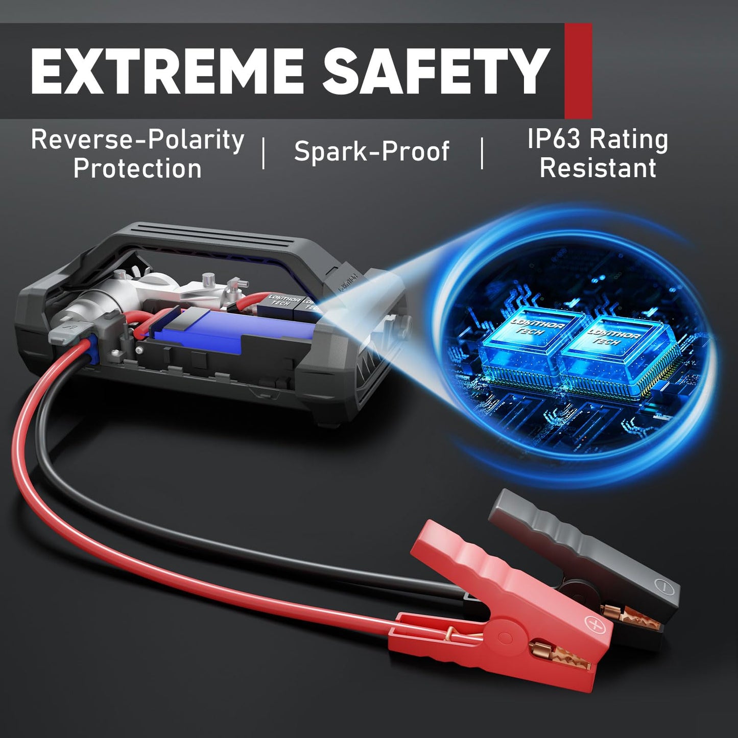LOKITHOR JA301 2000Amp Jump Starter with 150PSI Air Compressor and AW401 2500Amp Jump Starter with 200PSI Car Washer