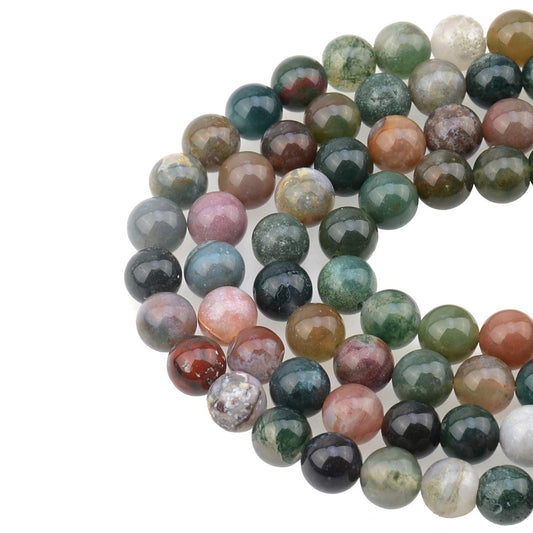 LPBeads 100PCS 8mm Natural Colorful Indian Agate Gemstone Round Loose Beads for Jewelry Making with Crystal Stretch Cord