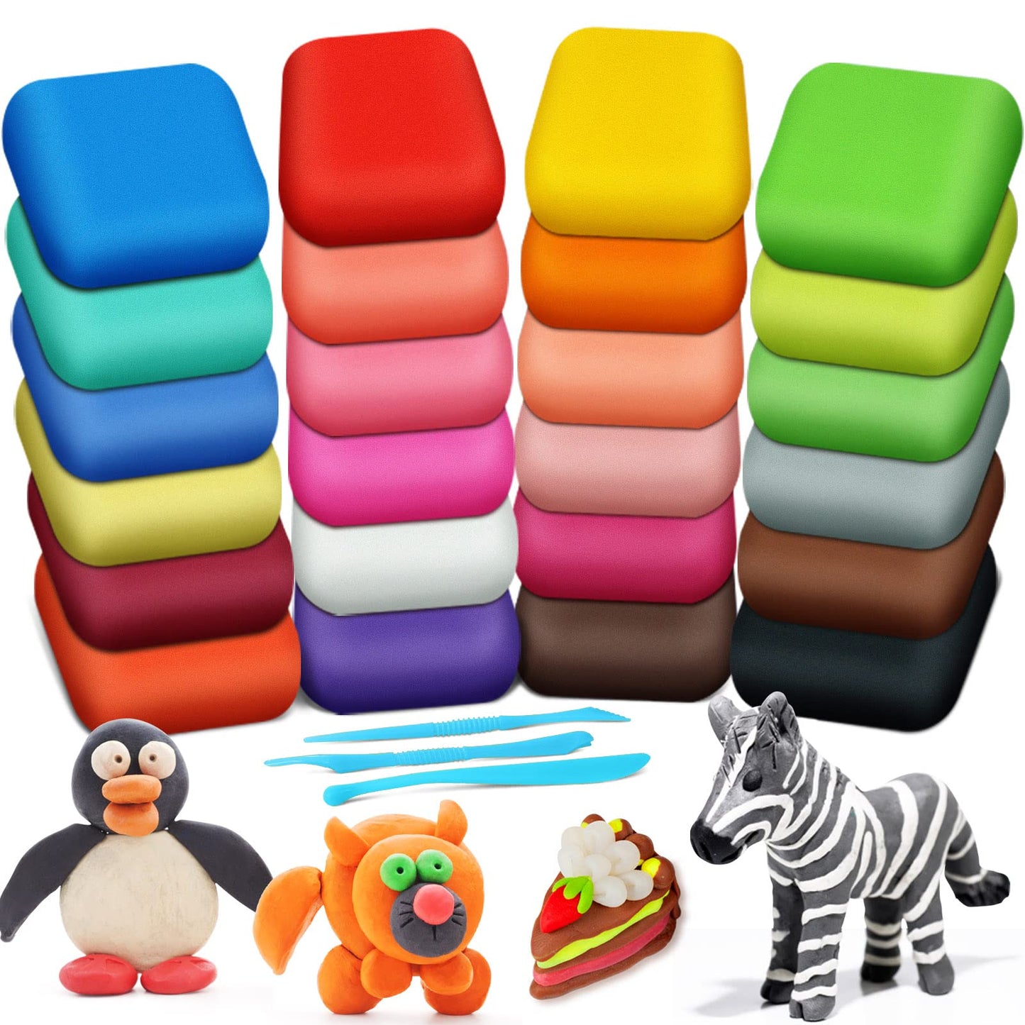 Magic Clay - Air Dry Clay 60 Colors, Modeling Clay for Kids with Tools, Soft & Ultra Light, Toys Gifts for Age 3 4 5 6 7 8+ Years Old Boys Girls Kids