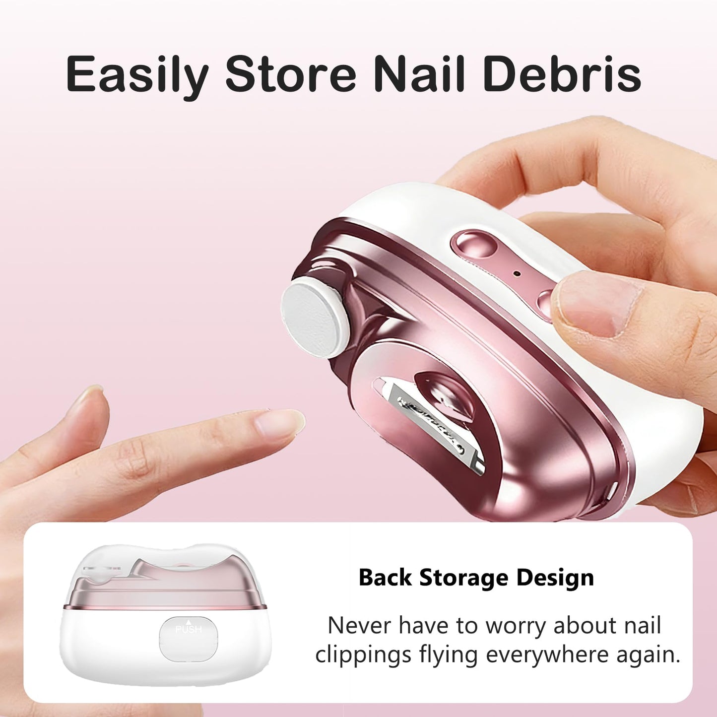4 in 1 Electric Nail Clipper with Polisher, File & UV Light, Automatic Nail Trimmer with LED Light & Nail Scraps Storage, Rechargeable Nail Trimmer for Baby & Seniors(White)
