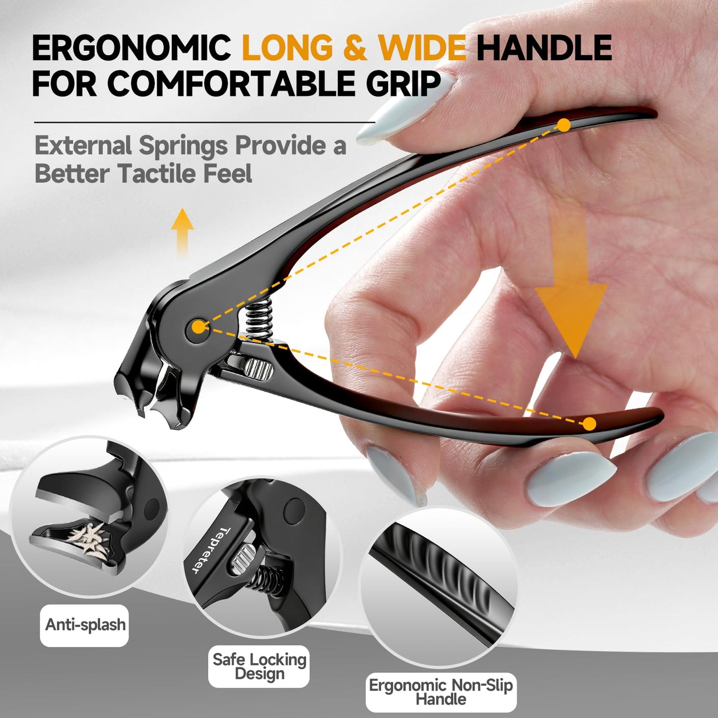 Toenail Clippers for Seniors, Heavy Duty Thick Nails Fingernail Clipper, Ergonomic Long Handle Angled Head Large Nail Cutter with Catcher for Men Women Manicure Set with Travel Case, Mothers Day Gifts