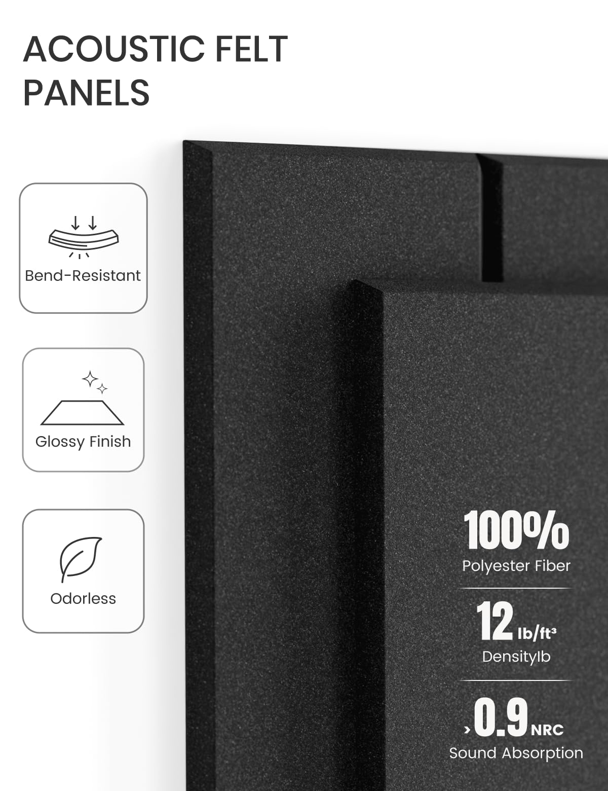 Fluxynara Felt Bulletin Board Tiles Large 48"x36"Cork Board Alternative-12 Pack with 70 Adhesive Tabs, Thick Slat Wall Panels for Office Decor, Push Pin Board Wall Organizer Alternative-Charcoal Gray