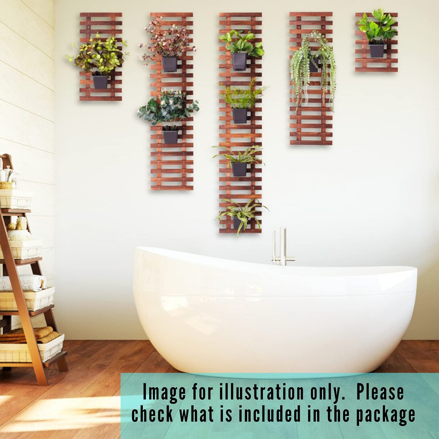 ShopLaLa Wall Planter - 2 Pack, Wooden Hanging Large Planters for Indoor Outdoor Plants, Live Vertical Garden, Plant Wall Mount Flower Pot Holder Hanger Stand Green Herb Wall Decor 47.2" (120cm)