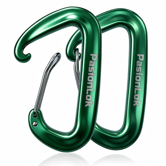 PasionLok Carabiner Clips Heavy Duty 12KN, 2 Pack Aluminum Carabiner Keychain, Small D Ring Hook for Hammock Camping Essentials, Backpack Key Ring Clip, Dog Leash, Multi Color