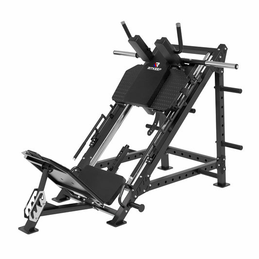 RitKeep A10 Adjustable Leg Press Hack Squat Machine, Reinforced Steel 2200LB 4-in-1 Home Gym Equipment for Leg Press, Hack Squat, Reverse Squat & Calf Raise with 4 Weight & 6 Storage Posts
