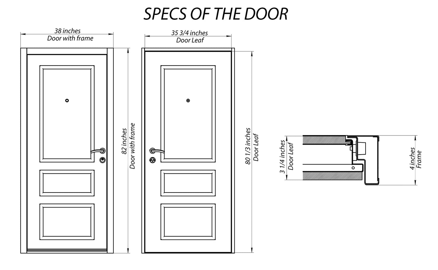 VDOMDOORS Deux 1713 | Natural Oak | Exterior Steel Single Front Door with transom | Left-Hand inswing | Size: 36" x 80" | Prehung