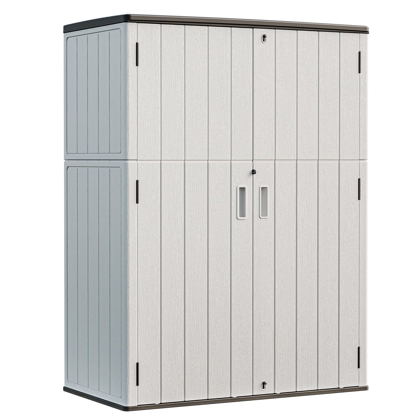 HOMSPARK Outdoor Storage Shed 57 Cu.Ft, All-Weather Resistant Resin Garden Sheds & Outdoor Storage Clearance with Floor, Double-Layer Plastic Tool Sheds for Patio, Garden & Lawn (Light Gray)