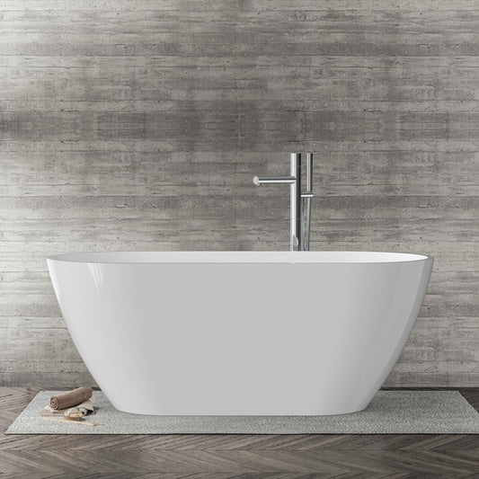 GarveeHome 67 Inch Acrylic Freestanding Bathtub, Deep Soaking Tub with Non-Slip Base, CUPC Certified Free Standing Tub, Chrome Drain Bath Tub, Modern Tub for Bathrooms, White