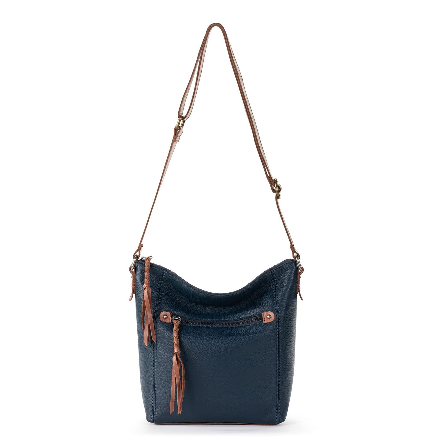 The Sak Ashland Crossbody Bag in Leather, Adjustable Crossbody Strap, Indigo