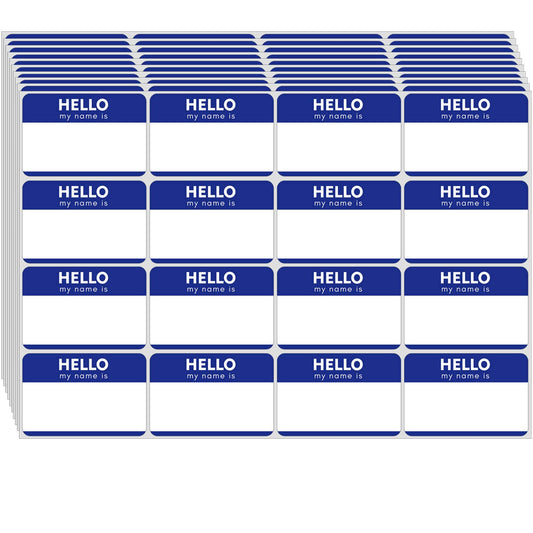 Zacool 480 Pcs Name Tag Stickers (3"x 2") Blue Hello My Name is Stickers Identification Badges, Easy Peel and Stick Name Tags for Themed Party, Family, Home, School, Office, Conferences