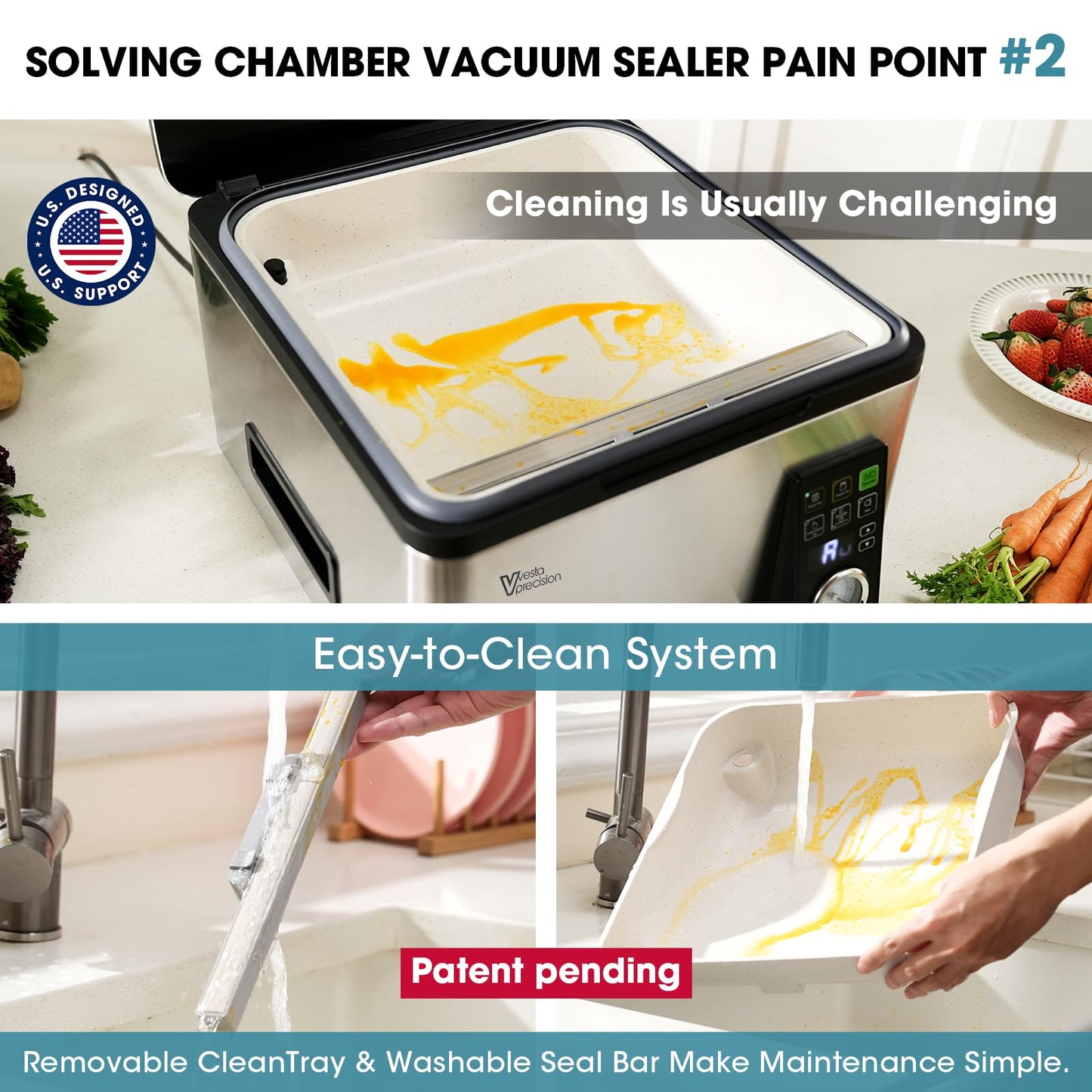 Vesta Precision 12” Chamber Vacuum Sealer, Smart Auto Vacuum Time, Easy-to-Clean System, Commercial-Grade Pump, Deep Chamber for Liquids, Meats, Mason Jars & Sous Vide, V553