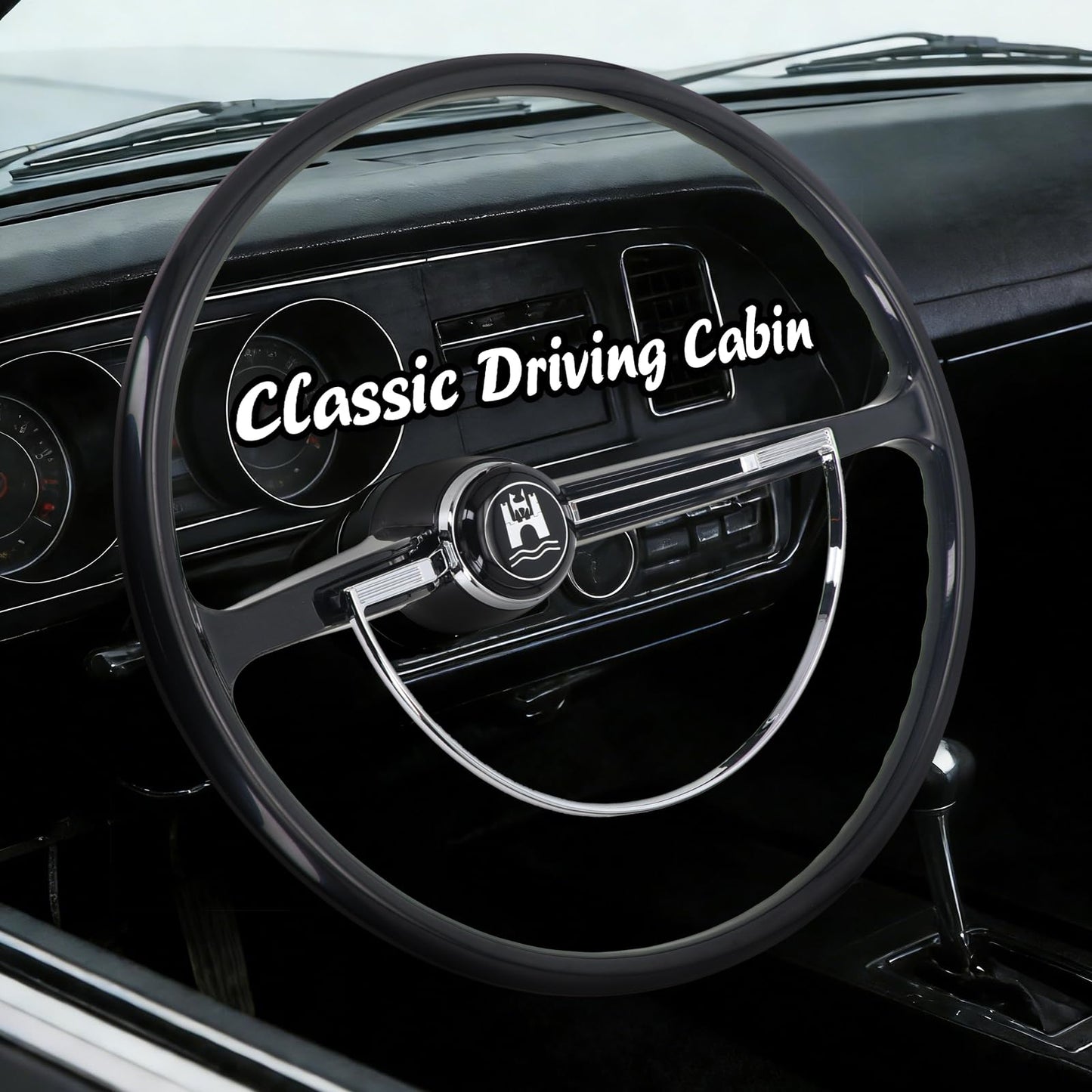 Sorghum 15" Universal Steering Wheel - Classic Steering Wheel with Horn Button Compatible with 1965-1973 Volkswagen Beetle - Piano Lacquer Black