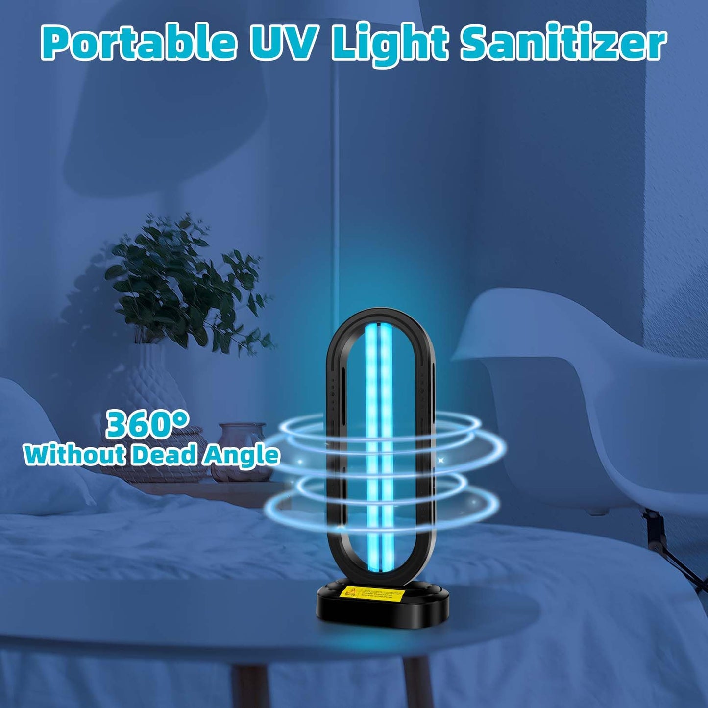 Feefir UV Light Sanitizer,4-Speed Timing and Remote Control UVC Home Disinfection Device,Portable Ultraviolet Light Sanitizer Effectively Mold Remover and Dust Mites,UV Lamp for Whole Room,Black