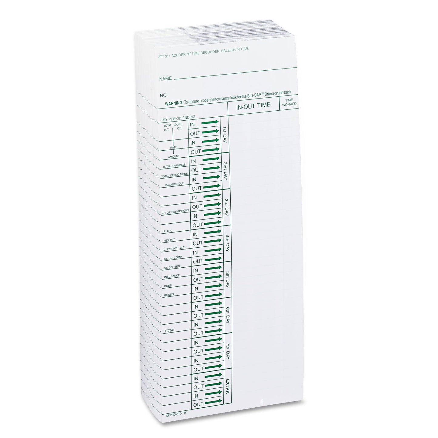 Acroprint 09-6103-080 Time Card for ATT310 Time Recorder, Pack of 200 Time Clock