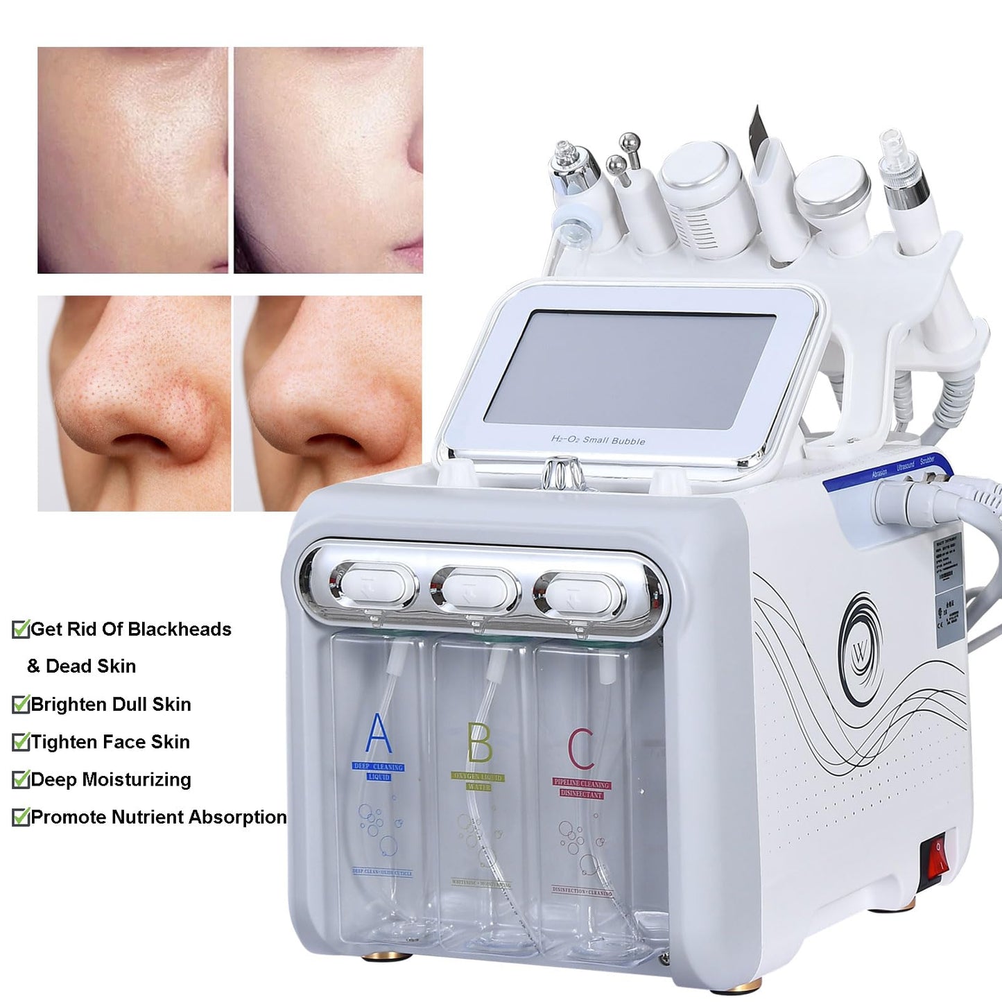 Hydrogen Oxygen Facial Machine 7 In One Diamond Microdermabrasion Machine, Facial Hydrodermabrasion Device For Home Beauty Salon