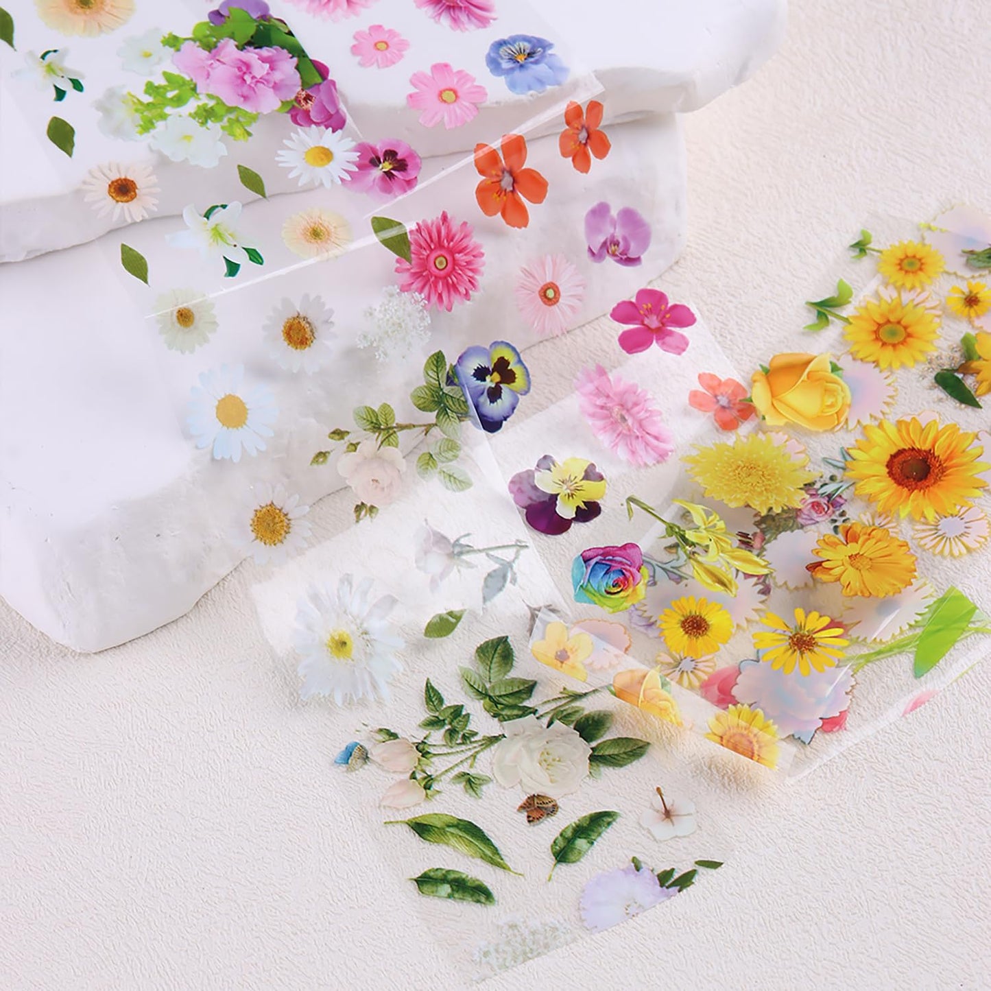 10 Sheets Flower Nail Foils Transfer Nail Art, Rose Flowers Daisy Nail Design Stickers Spring Summer Nail Art Foil Transfer Stickers Cute Floral Nail Foil Transfer Sheets DIY Manicure Decorations