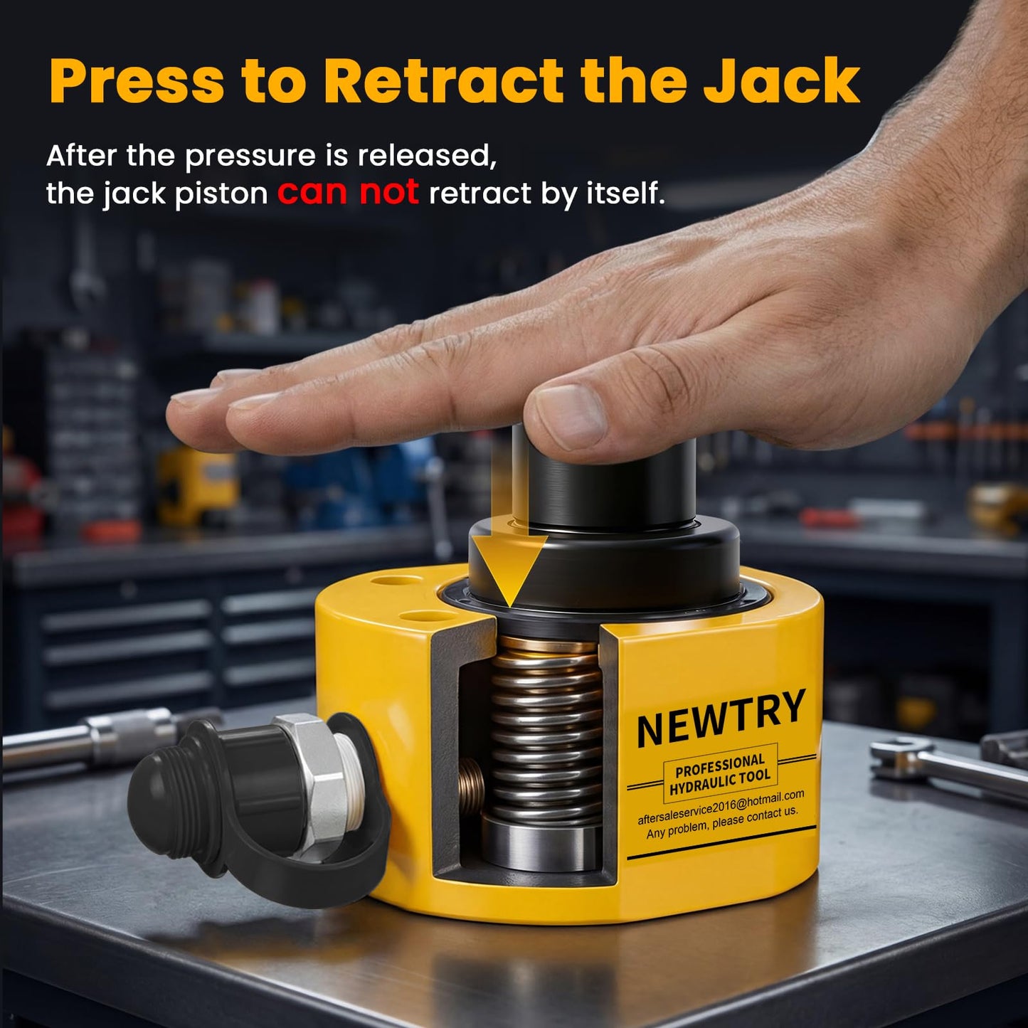 NEWTRY 10T Low Profile Hydraulic Jack Porta Power Kit + CP-180 Manual Hydraulic Hand Pump Multi Section Jack, 1” Stroke Industrial Mini Hydraulic Cylinder
